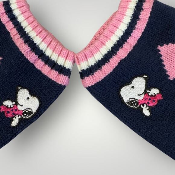 Peanuts Wool Blend Knitted Socks Calf Leg Warmers 2 Pairs Set One Size Pink Navy - Picture 6 of 11